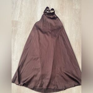 Brown Satin Halter Mini Dress Size 10